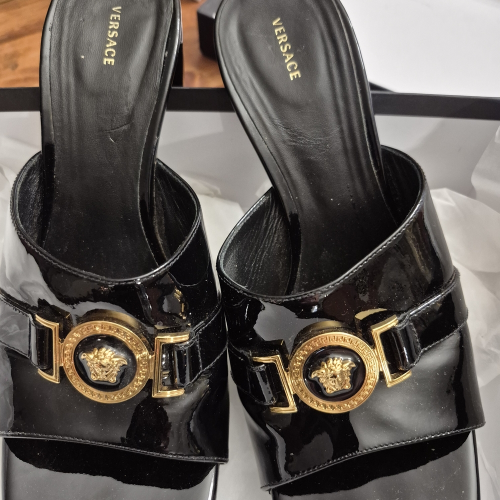 Versace Black and Gold Women's Shoes